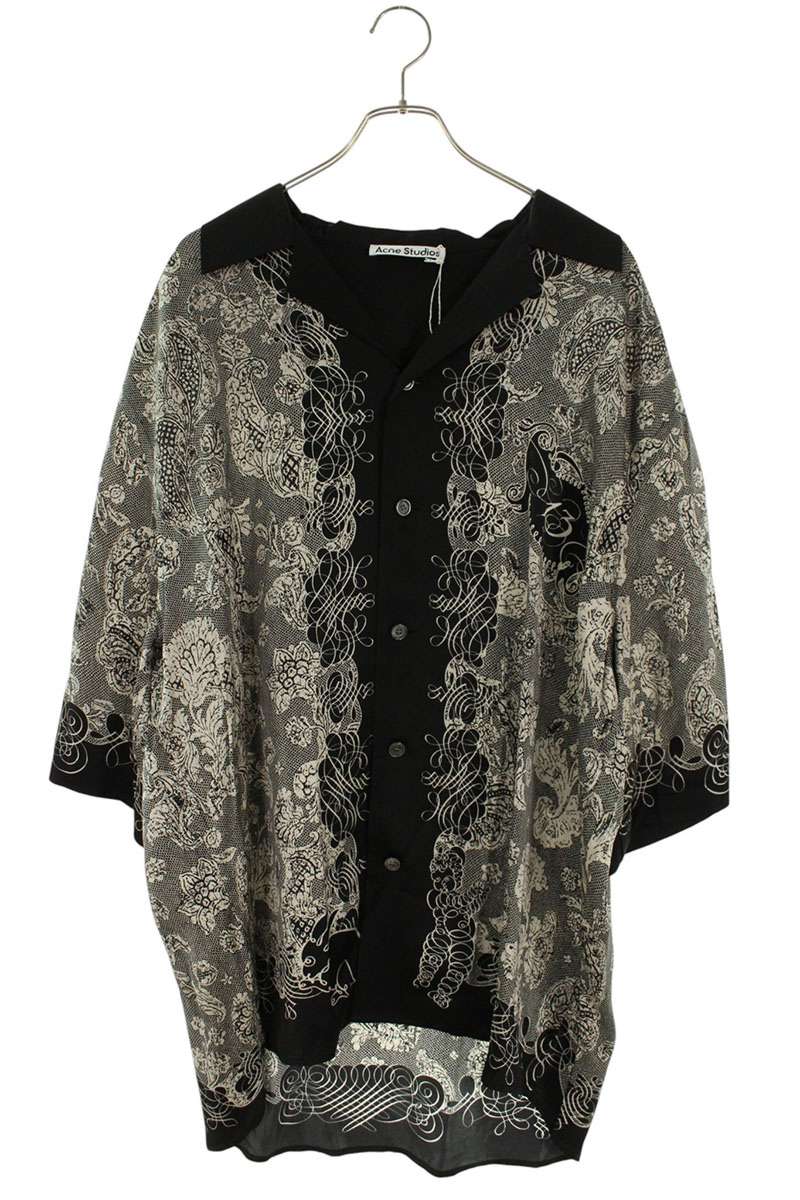ACNE STUDIOS Allover Print Rayon S/S Black/White Size XL