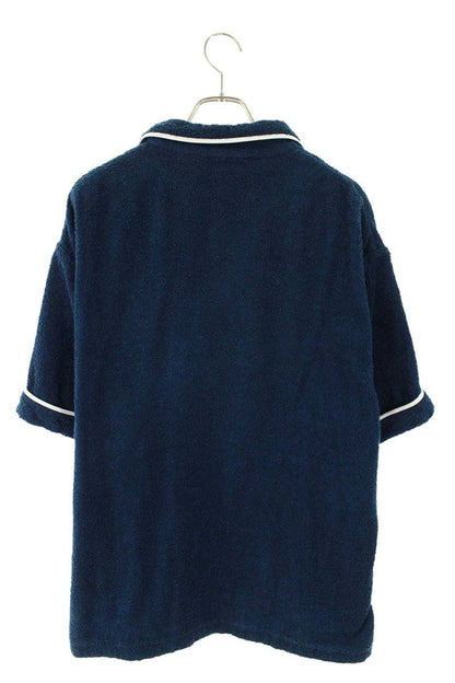PRADA Triangle Plate Cotton Terry S/S Shirt Blue Size XXL