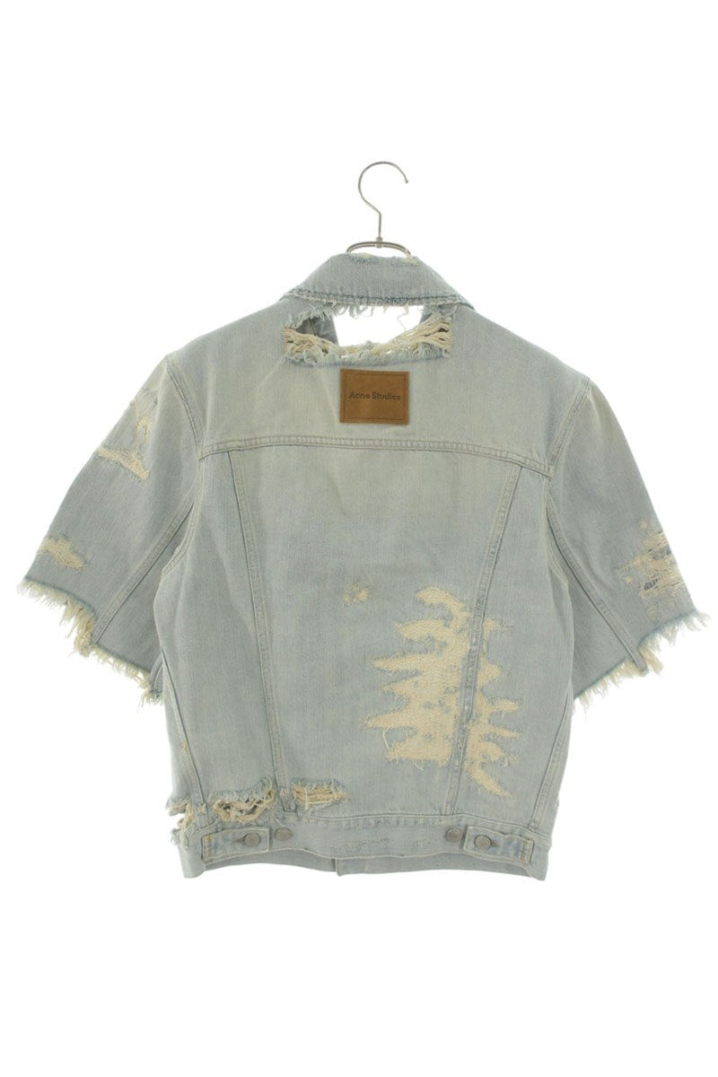 ACNE STUDIOS SS26 Distressed Repair Denim Shirt Blue Size L