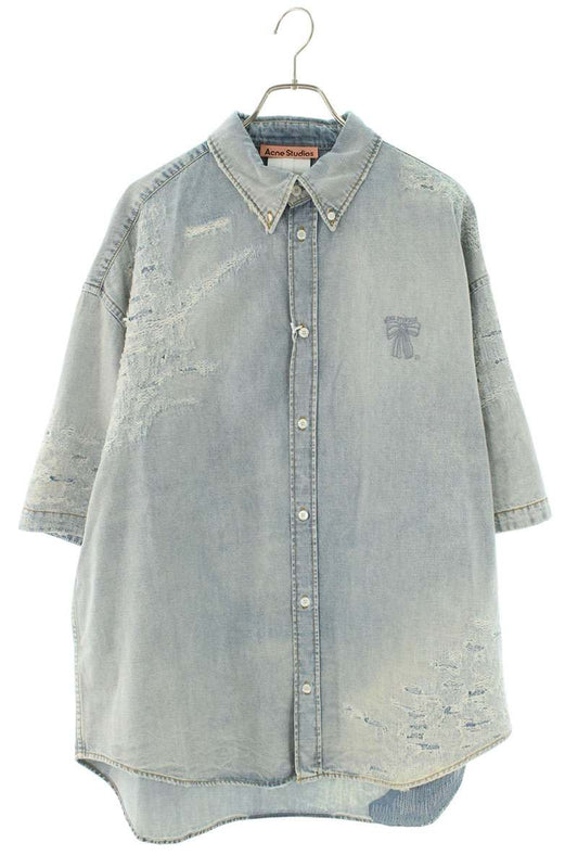 ACNE STUDIOS 26SS Repaired Cotton Short Sleeve Shirt Size M