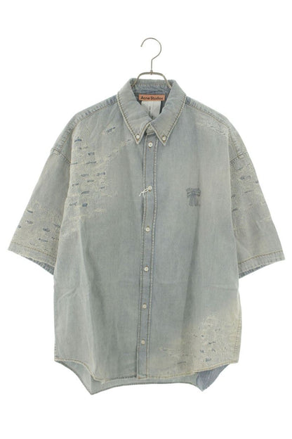 ACNE STUDIOS SS26 Repair Denim Short Sleeve Shirt Size M