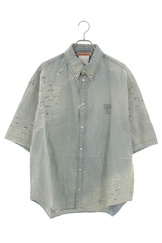 ACNE STUDIOS SS26 Repair Denim Short Sleeve Shirt Size M