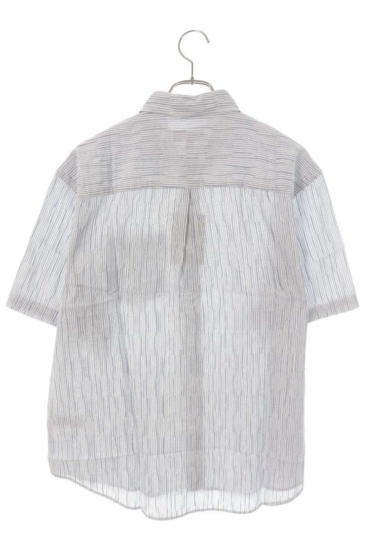 STUSSY Blue Stripe Logo Embroidered S/S Shirt Size XL