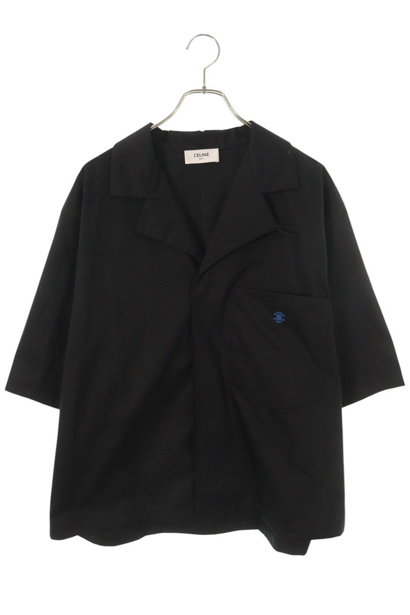 CELINE SS26 Triomphe Scout Short Sleeve Shirt Black Size XXL