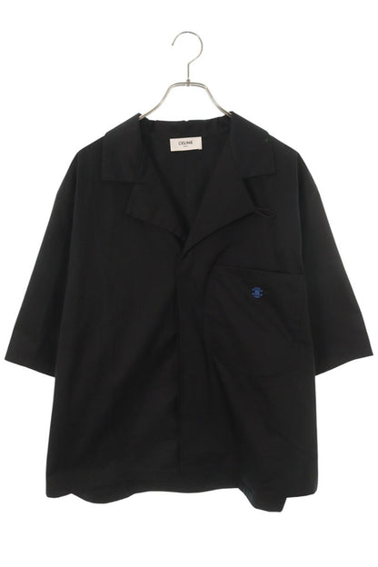 CELINE SS26 Triomphe Scout Short Sleeve Shirt Black Size XXL