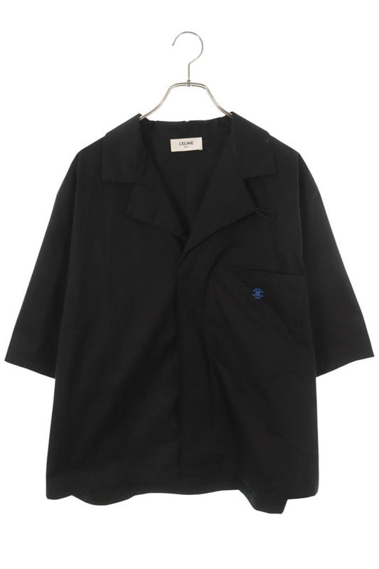 CELINE SS26 Triomphe Scout Short Sleeve Shirt Black Size XXL