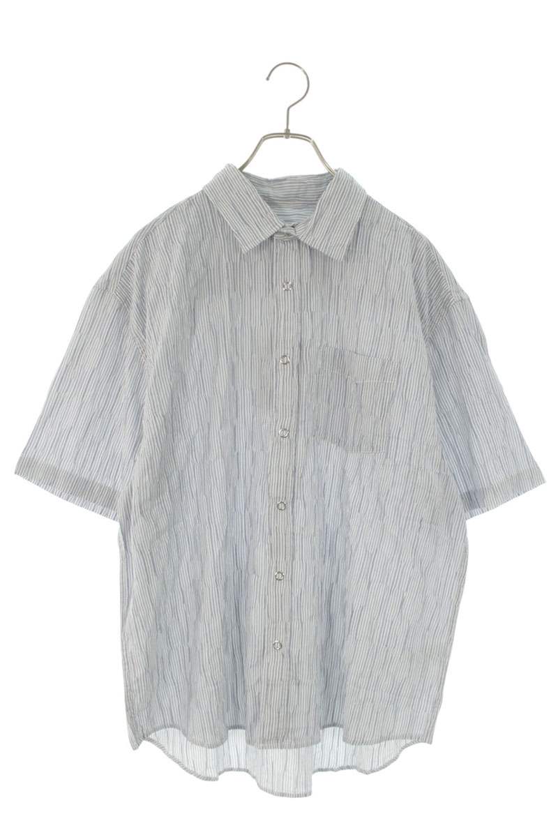 STUSSY Stripe Logo Embroidered SS Shirt Blue Size M