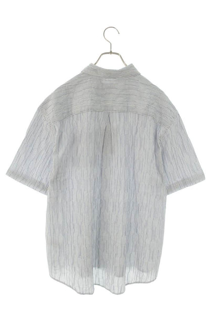 STUSSY Stripe Logo Embroidered SS Shirt Blue Size M