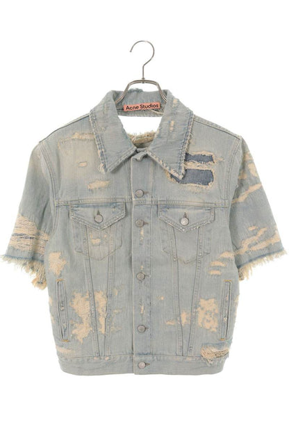 ACNE STUDIOS SS26 Distressed Repair Denim Shirt Blue Size M