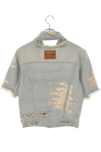 ACNE STUDIOS SS26 Distressed Repair Denim Shirt Blue Size M