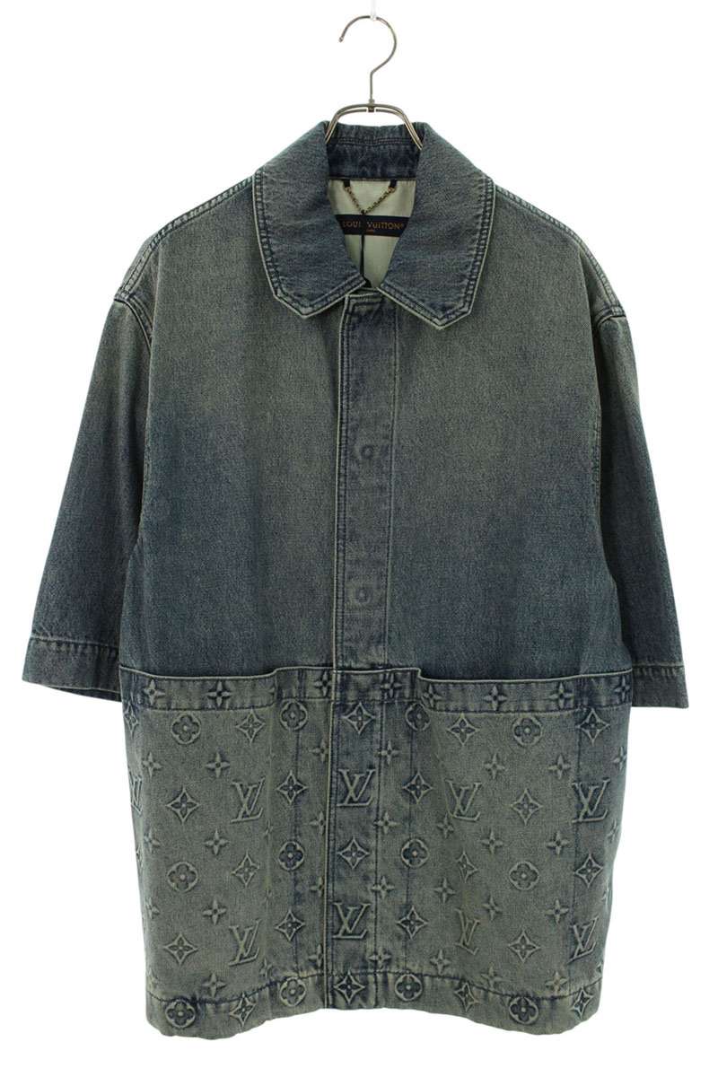 LOUISVUITTON 23AW Embossed Monogram Sleeve Shirt Size L