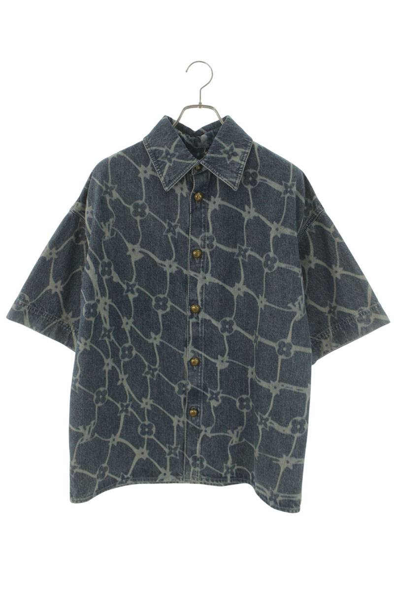 LOUISVUITTON 24AW Monogram Print Denim Shirt Size S