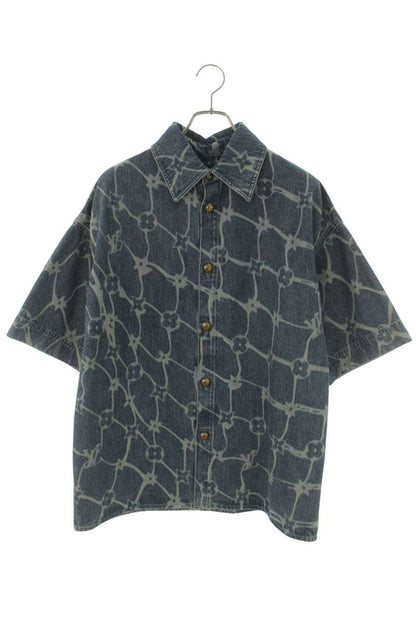 LOUISVUITTON 24AW Monogram Print Denim Shirt Size S