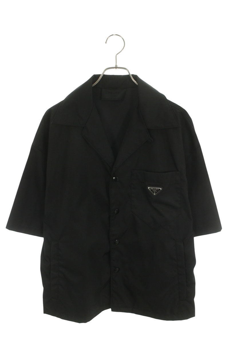 PRADA Re-Nylon Triangle Plate S/S Shirt Black Size M