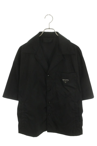 PRADA Re-Nylon Triangle Plate S/S Shirt Black Size M