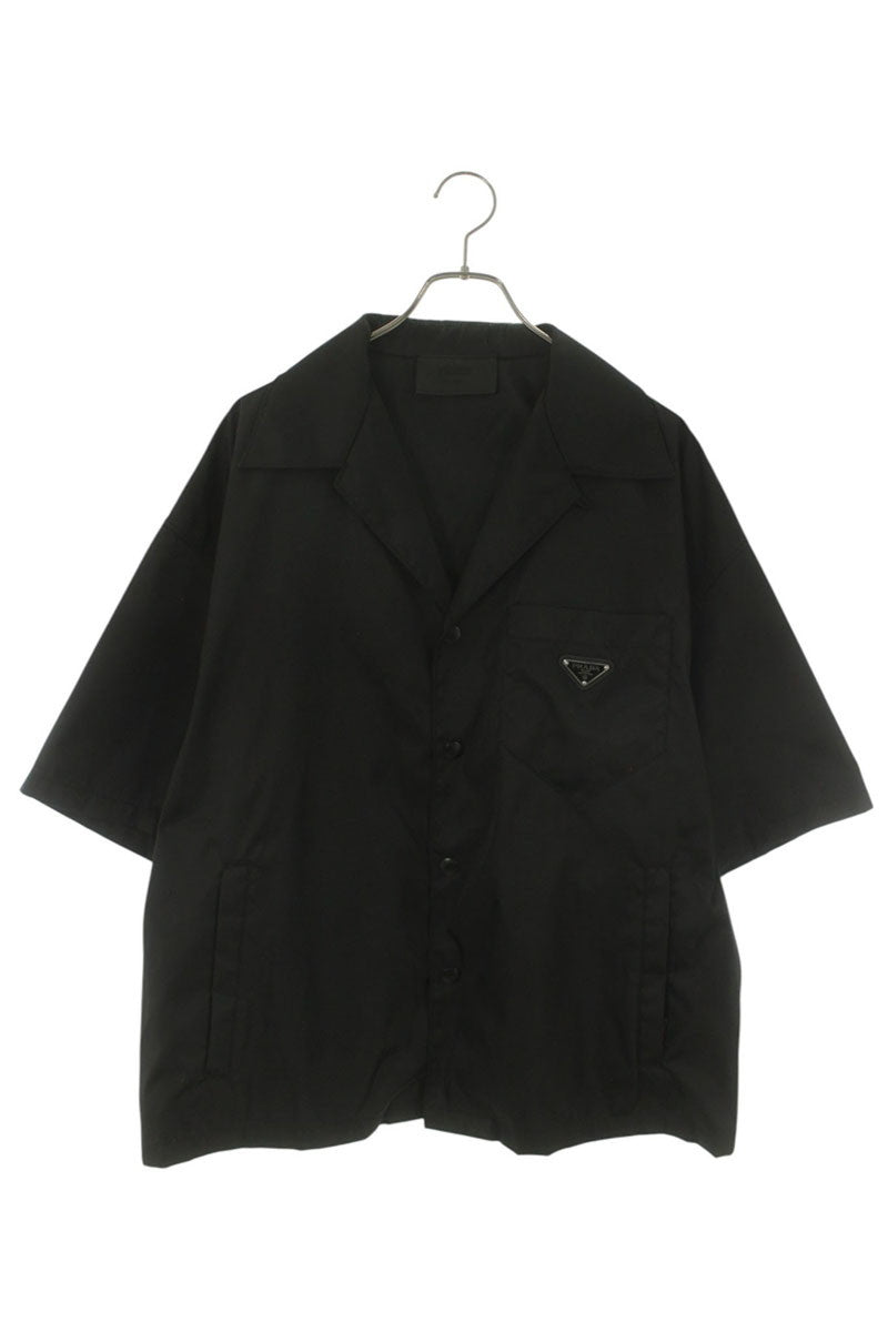 PRADA Re-Nylon Triangle Plate S/S Shirt Black Size XL