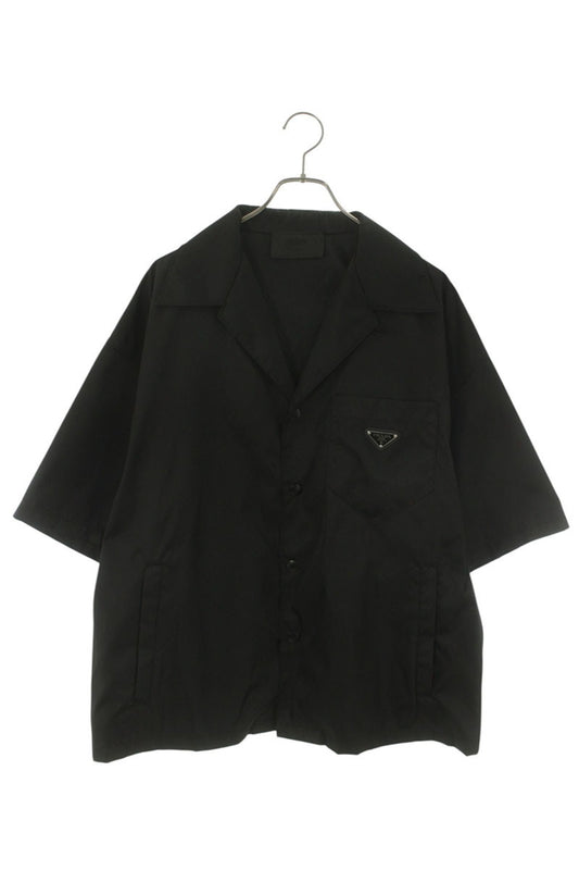 PRADA Re-Nylon Triangle Plate S/S Shirt Black Size XL