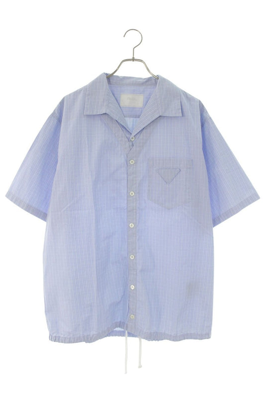 PRADA Triangle Patch Check Drawstring Shirt Multi Size XL