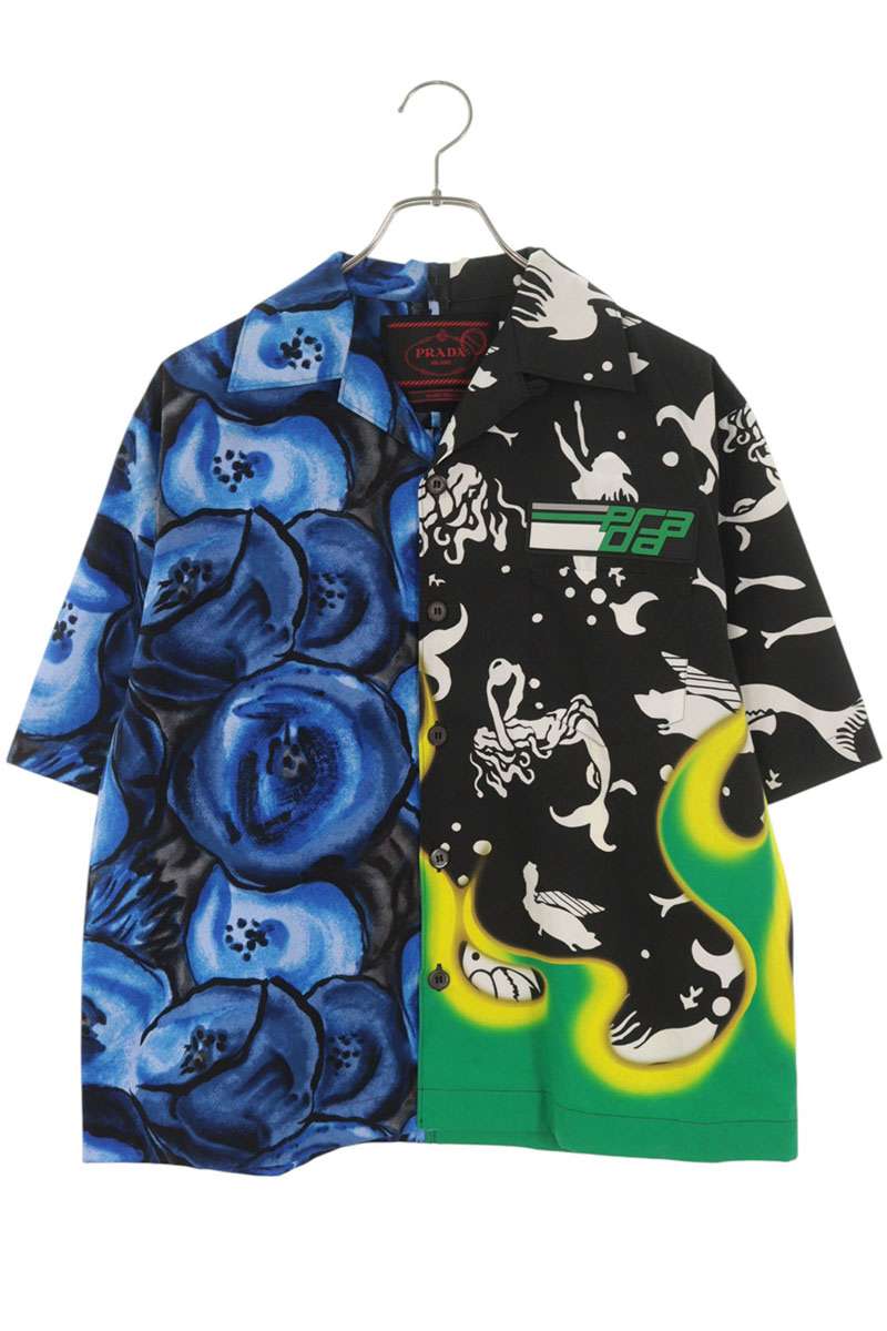 PRADA Cotton Double Match Poplin S/S Shirt Multi Size S