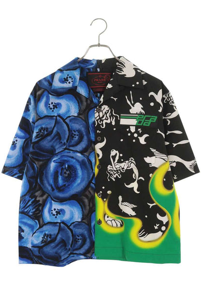 PRADA Cotton Double Match Poplin S/S Shirt Multi Size S