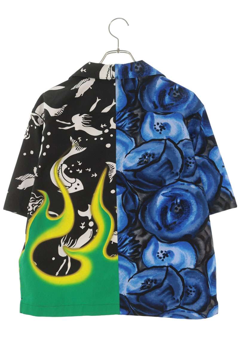 PRADA Cotton Double Match Poplin S/S Shirt Multi Size S
