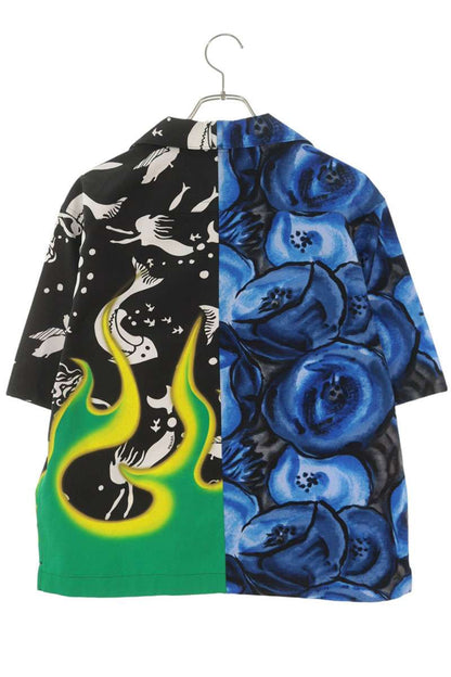 PRADA Cotton Double Match Poplin S/S Shirt Multi Size S