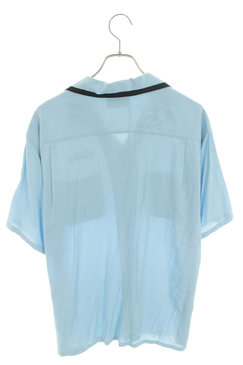CELINE Logo Embroidered Bowling S/S Shirt Blue Size XXL