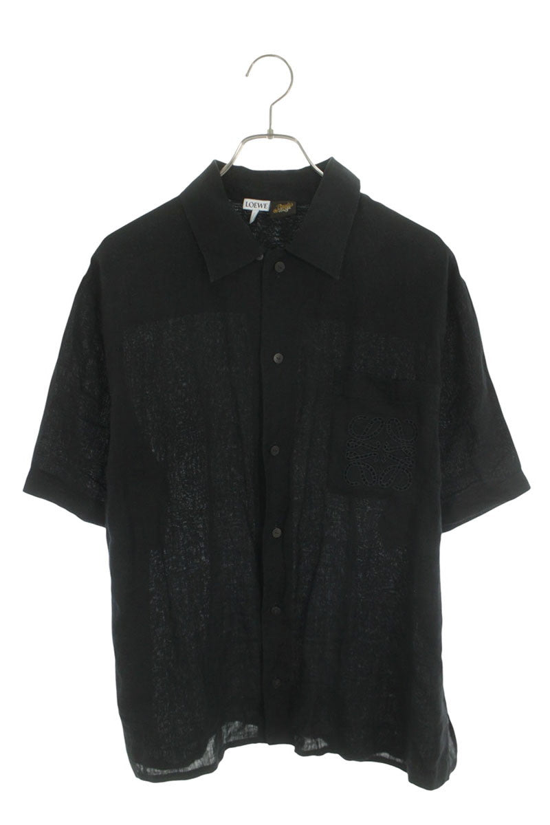 LOEWE Anagram Pocket Linen S/S Shirt Black Size 37