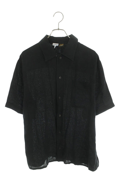 LOEWE Anagram Pocket Linen S/S Shirt Black Size 37