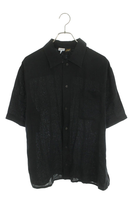 LOEWE Anagram Pocket Linen S/S Shirt Black Size 37