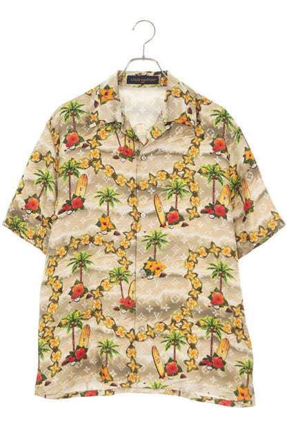 LOUISVUITTON Monogram All-Over Aloha Silk S/S Shirt Size XS