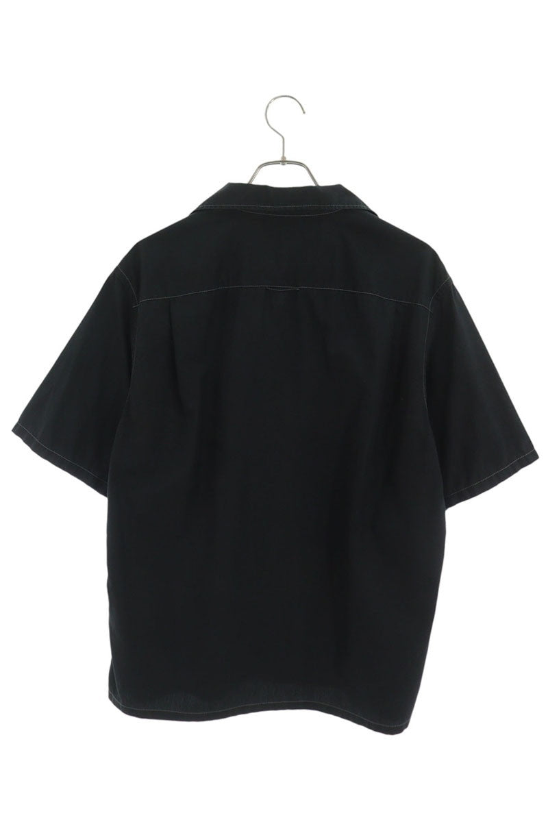 PRADA Triangle Logo Open Collar S/S Cotton Shirt Size M