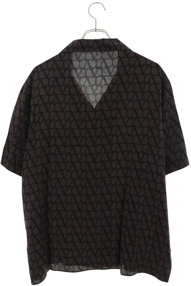 VALENTINO Silk V-Logo All-Over Print S/S Shirt Brown Size M
