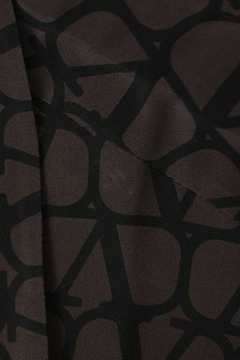 VALENTINO Silk V-Logo All-Over Print S/S Shirt Brown Size M