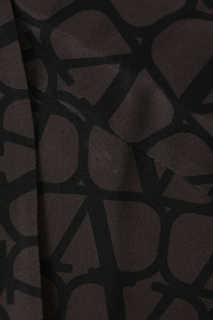 VALENTINO Silk V-Logo All-Over Print S/S Shirt Brown Size M