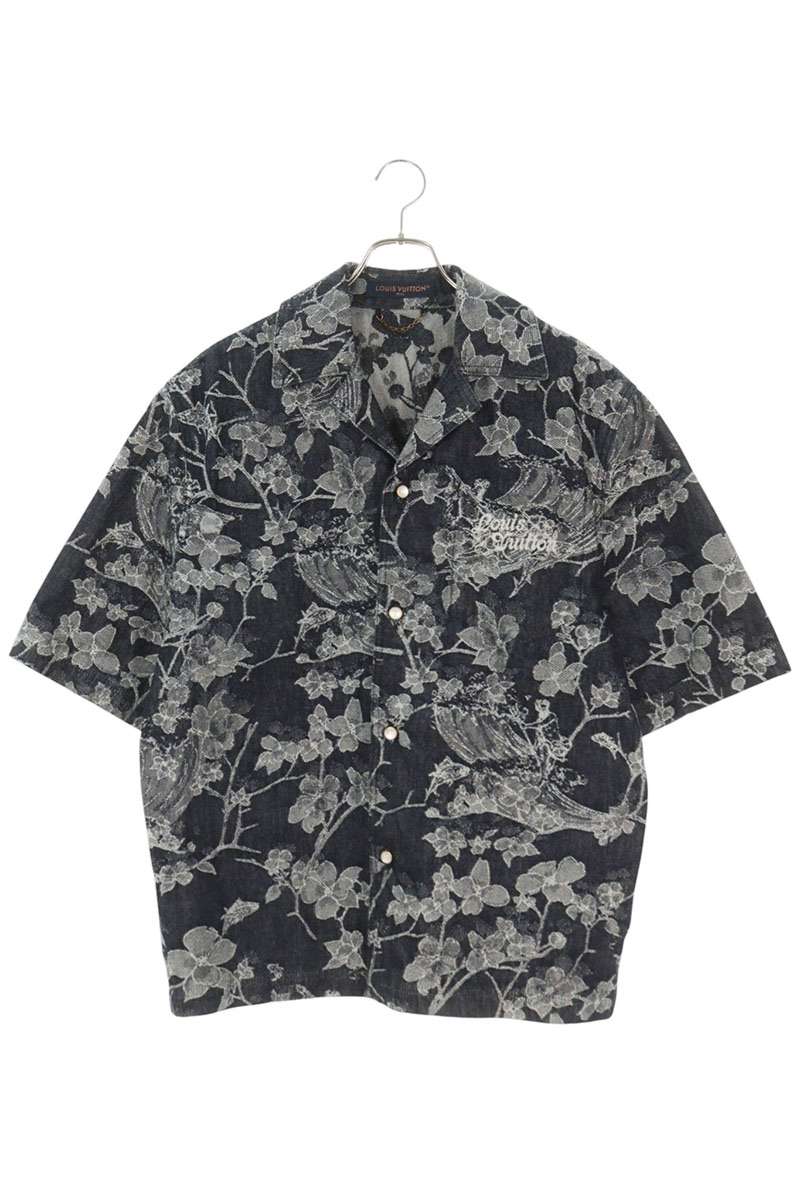 LOUISVUITTON 24AW Flower Jacquard Logo Denim Shirt Size M