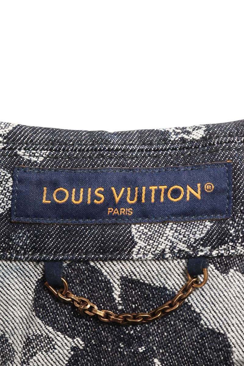 LOUISVUITTON 24AW Flower Jacquard Logo Denim Shirt Size M