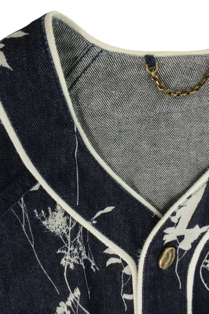 LOUISVUITTON 20AW LV Leaf Denim Baseball S/S Shirt Size M