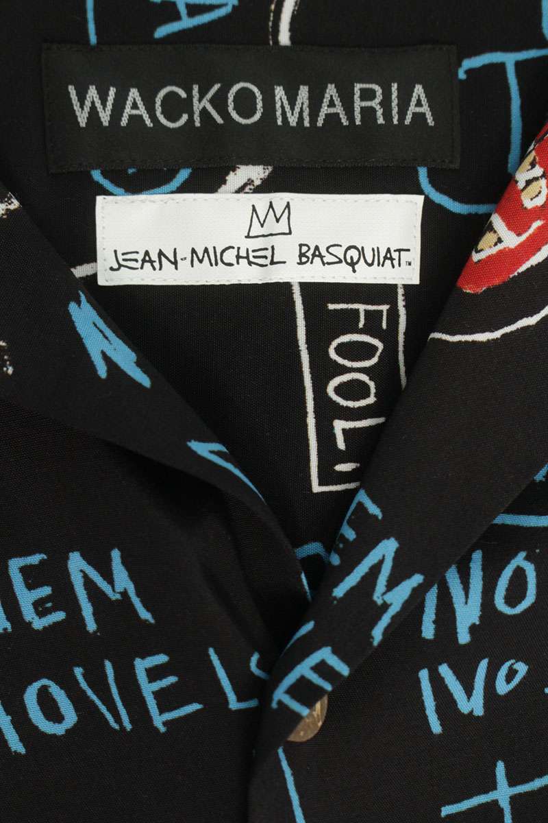 WACKO MARIA Basquiat Print S/S Rayon Shirt Black Size XL