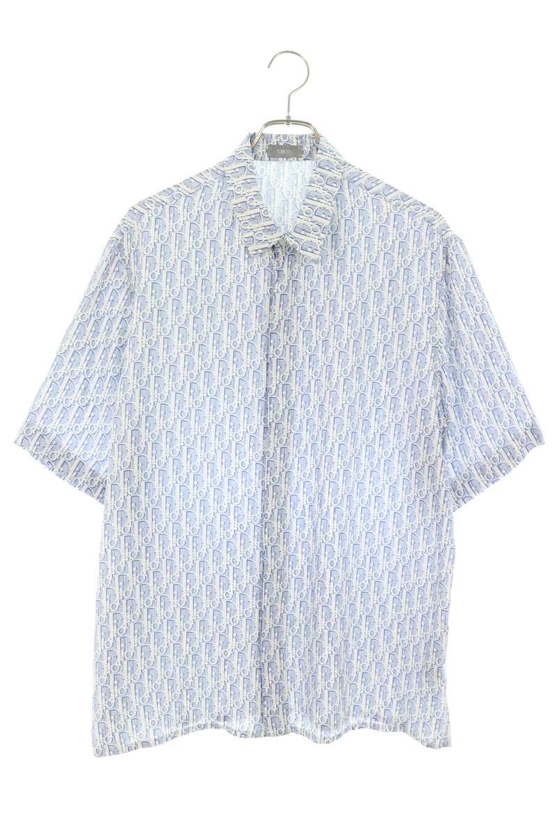 DIOR Oblique Silk All Over Pattern Short Sleeve Shirt Size S