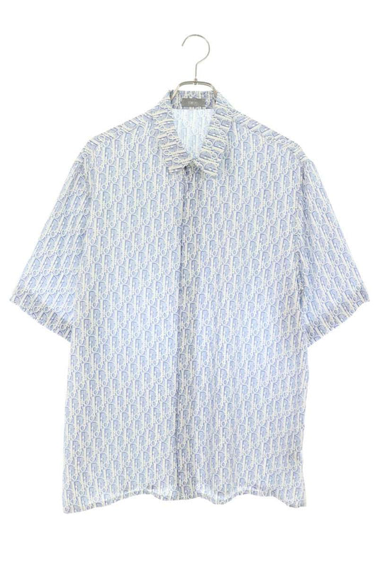 DIOR Oblique Silk All Over Pattern Short Sleeve Shirt Size S