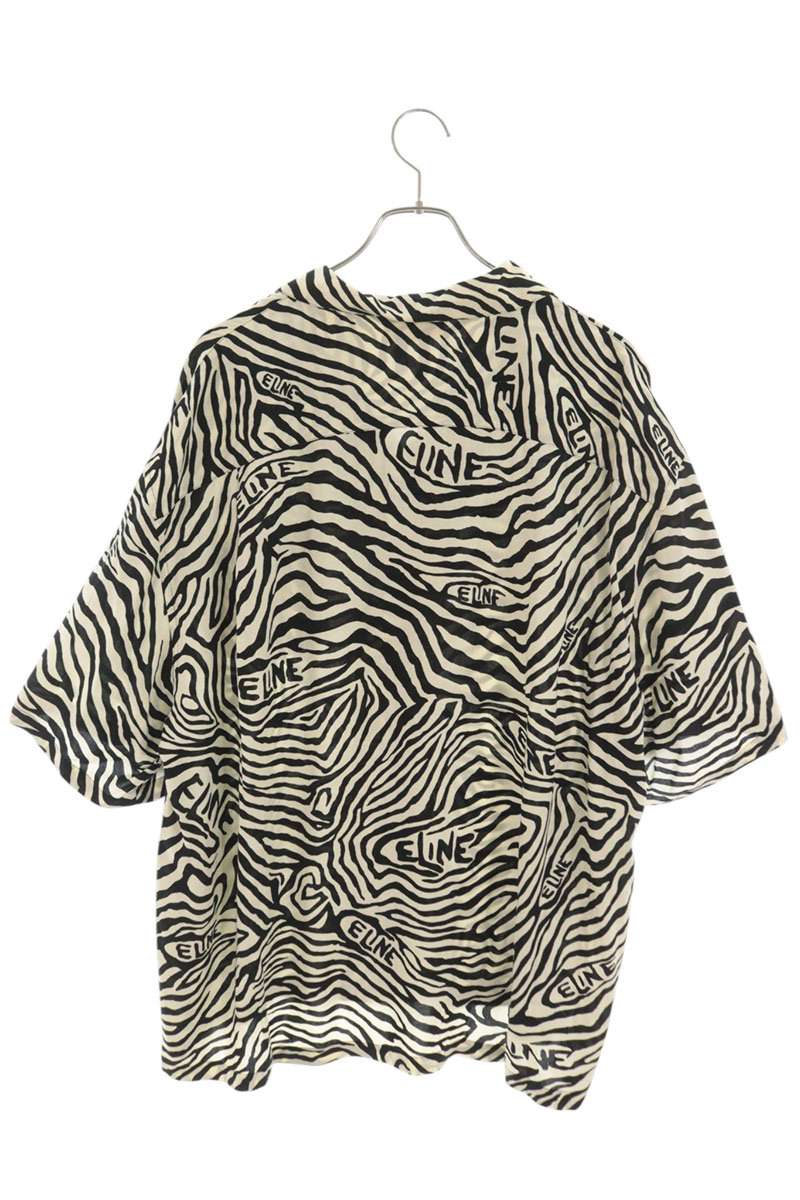 CELINE Zebra Open Collar S/S Rayon Shirt Multi Size XXS