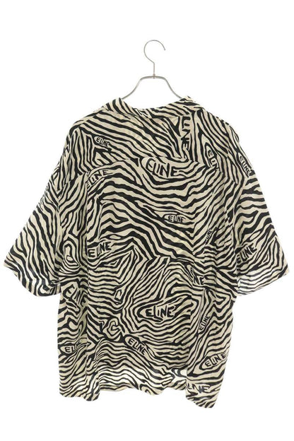 CELINE Zebra Open Collar S/S Rayon Shirt Multi Size XXS