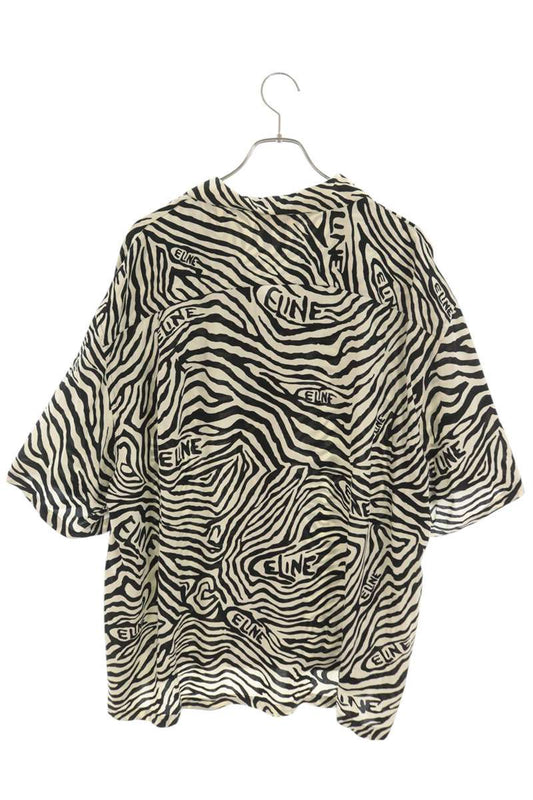 CELINE Zebra Open Collar S/S Rayon Shirt Multi Size XXS