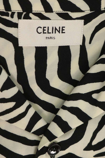 CELINE Zebra Open Collar S/S Rayon Shirt Multi Size XXS