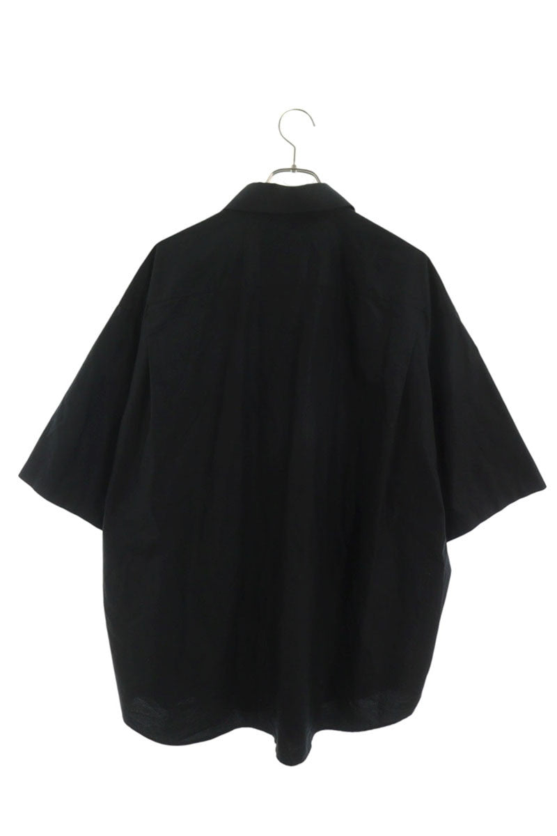 BALENCIAGA Logo Embroidered Pocket S/S Shirt Black Size XXS