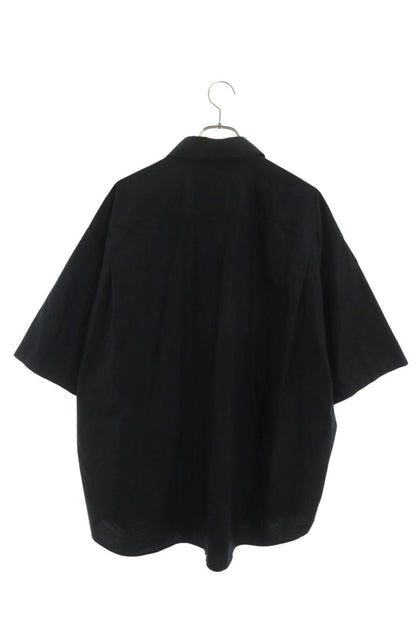 BALENCIAGA Logo Embroidered Pocket S/S Shirt Black Size XXS