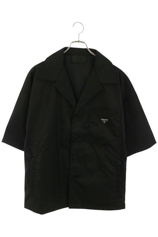 PRADA Re-Nylon Triangle Logo S/S Shirt Black Size XXL