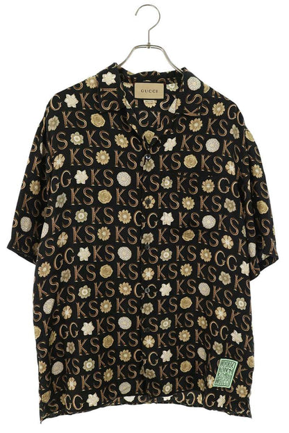 GUCCI All-over Logo Silk S/S Shirt Multi Size M