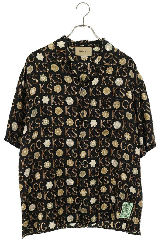 GUCCI All-over Logo Silk S/S Shirt Multi Size M